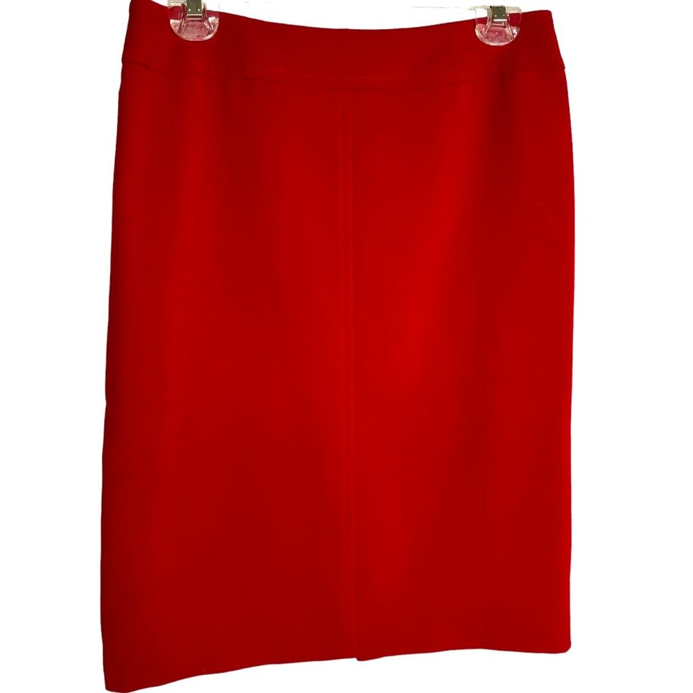 Women’s Red Pencil Skirt Size 8 Stretch Career Office Knee Length Lined Classic